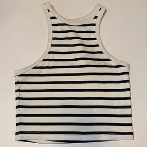 Black and light beige striped tank top